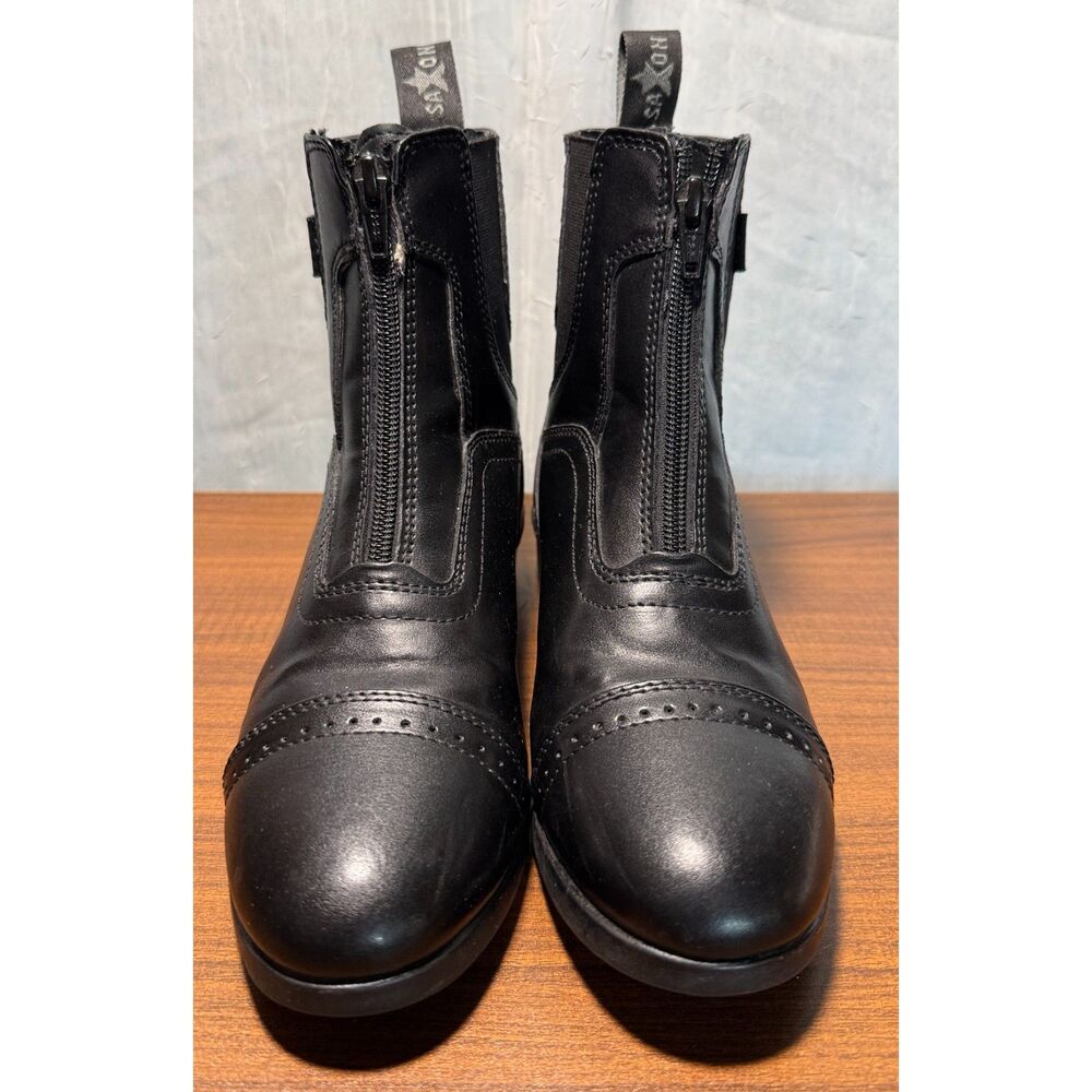 fairycore, whimsygoth Saxon Black Front Zip Paddock Boots Equestrian Riding